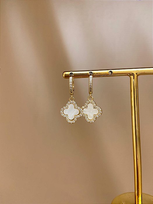 BRINCO ARGOLINHA CLIC VAN CLEEF BRANCA