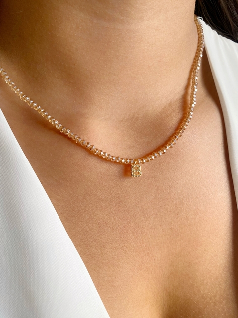 COLAR PEDRAS NATURAIS COM INICIAL BANHADA - Verif letras disponíveis