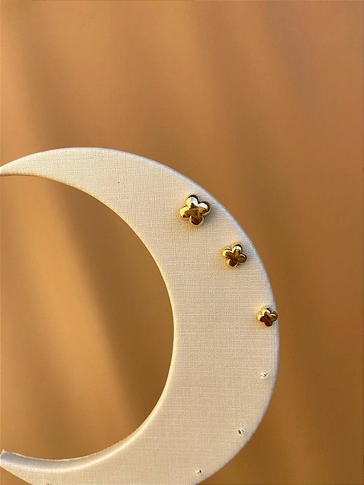 TRIO DE BRINCOS VAN CLEEF LISO