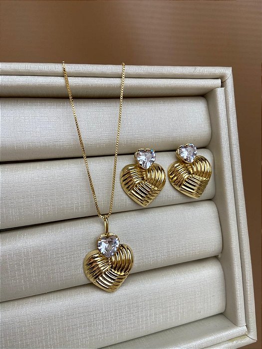 CONJUNTO CORAÇÃO COM ZIRCONIA