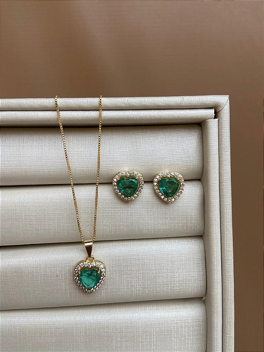 CONJUNTO CORAÇÃO CRAV TURMALINA