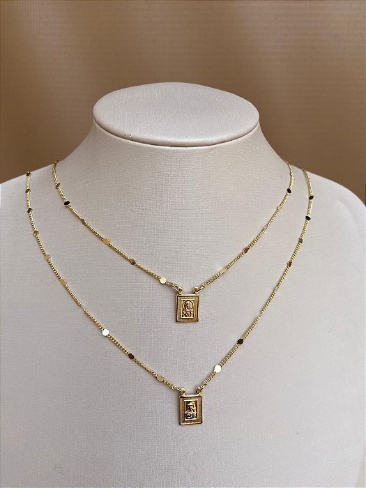 COLAR ESCAPULARIO NOSSA SENHORA E SAGRADO CORAÇÃO 50CM