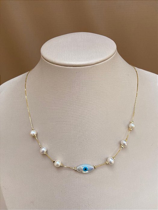 COLAR OLHO GREGO PEROLA