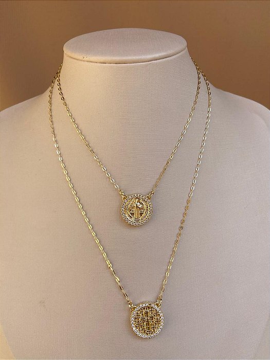 COLAR ESCAPULARIO SÃO BENTO CRAVEJADO 66CM