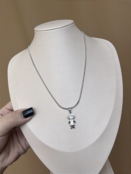 COLAR AÇO INOX MENINA SILVER