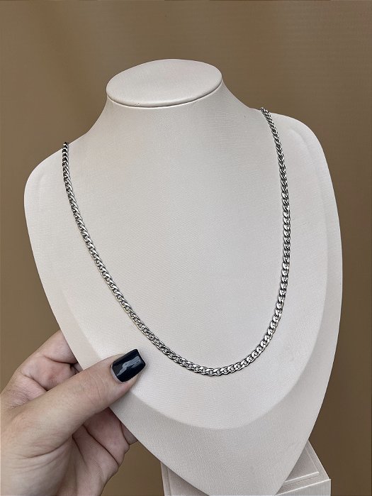 CORRENTE MASCULINA GRUMET AÇO INOX SILVER 60CM