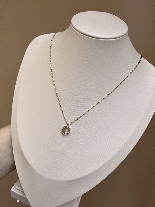 COLAR AÇO INOX INSPIRAÇÃO NUMEROS ROMANOS DOURADO