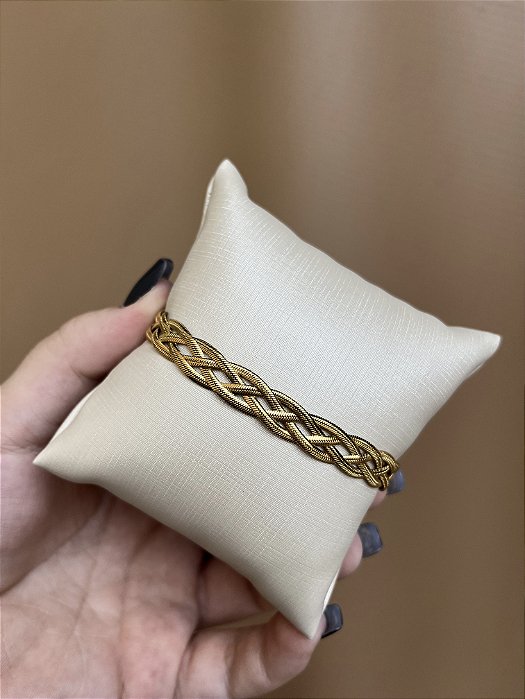 PULSEIRA AÇO INOX FITA TRANÇADA