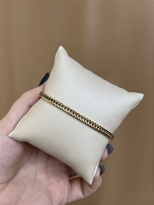 PULSEIRA MALHA TRANÇADA AÇO INOX