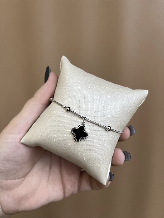 PULSEIRA AÇO INOX VAN CLEEF PRETO