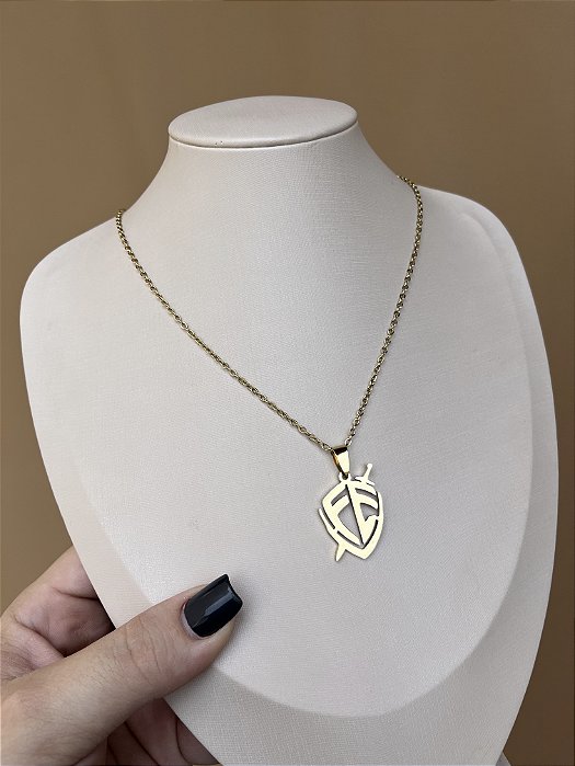 COLAR AÇO INOX BRASÃO FÉ