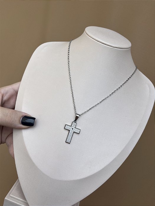 COLAR MASCULINO CRUCIFIXO COM PAI NOSSO