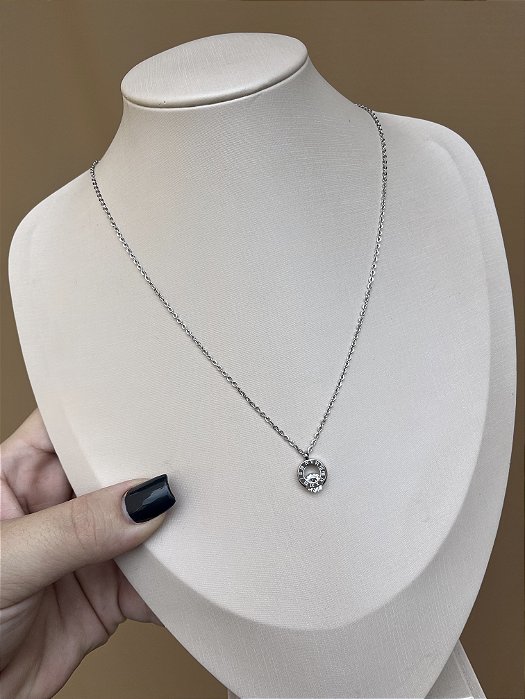 COLAR AÇO INOX INSPIRAÇÃO NUMEROS ROMANOS SILVER