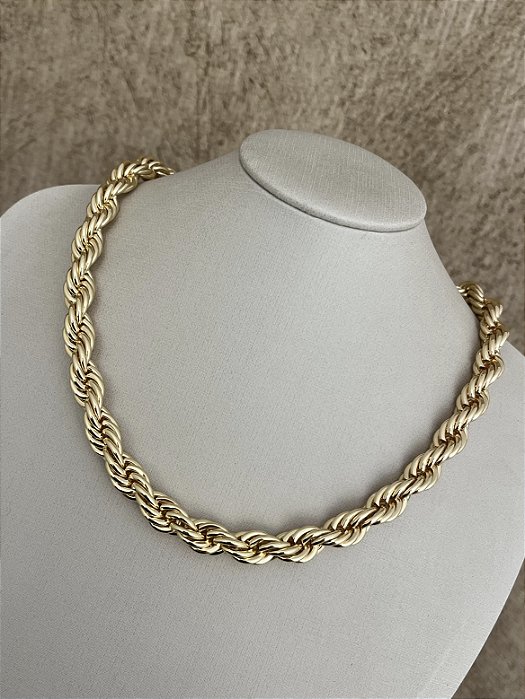 Colar cordão baiano dourado 40+5cm