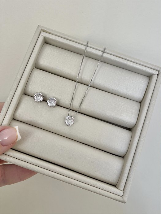 Conjunto Ponto de Luz Cristal rodio