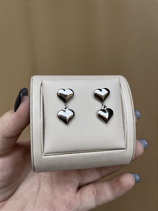 BRINCO AÇO INOX PINO CORAÇÕES SILVER