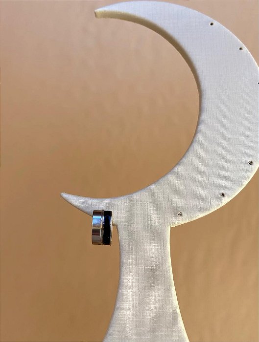 BRINCO ARGOLINHA SILVER E PRETO AÇO INOX