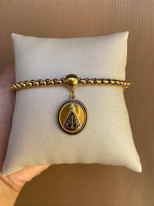 PULSEIRA NOSSA SENHORA RESINADA DOURADA