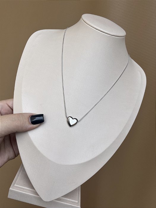 COLAR CORAÇÃO RABO DE RATO AÇO INOX