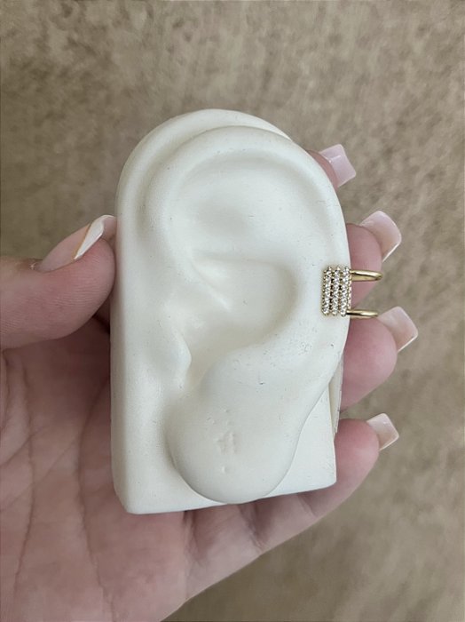 PIRCING FAKE QUADRADO CRAVEJADO DOURADO