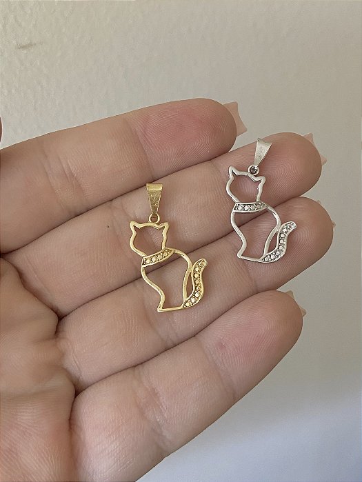 PINGENTE GATO VAZADO RODIO