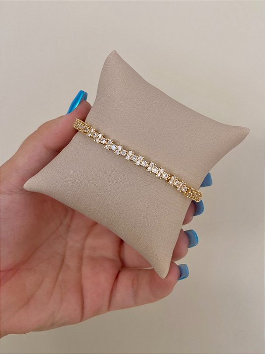 PULSEIRA DOURADA ESTILO REVIEIRA FLORZINHA