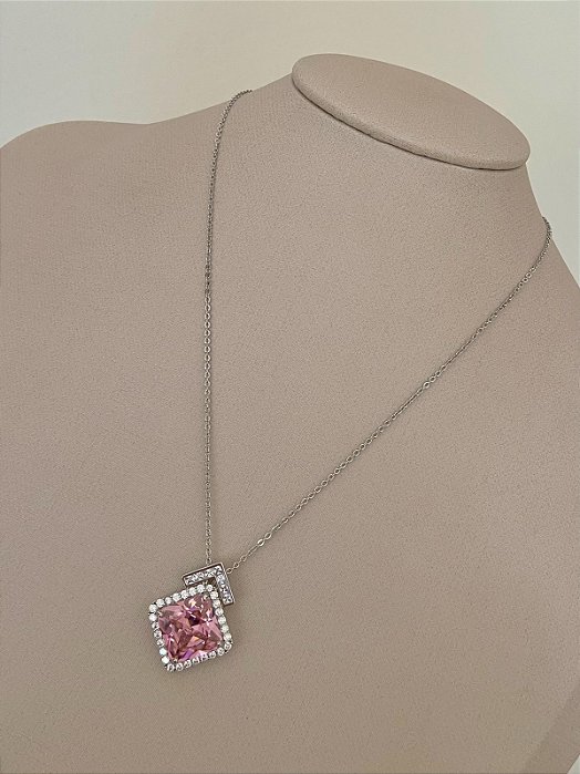 COLAR LOSANGO DUPLO CRAV ROSA BEBE