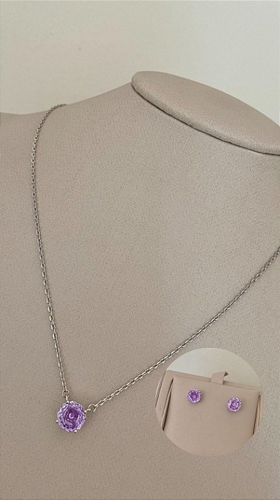 CONJUNTO FLOR LILAS NO RODIO