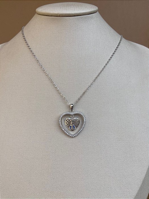 COLAR DUPLO NOSSA SENHORA CRAV NO RODIO