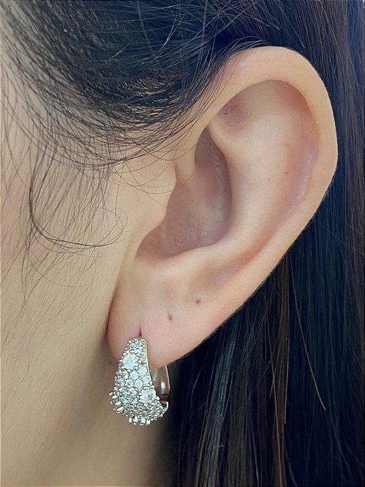 BRINCO ARGOLA BOMBÊ CRAV ZIRCÔNIA RODIO