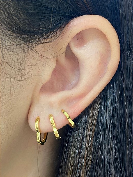 BRINCO TRIO ARGOLA DE CORAÇÃO LISO