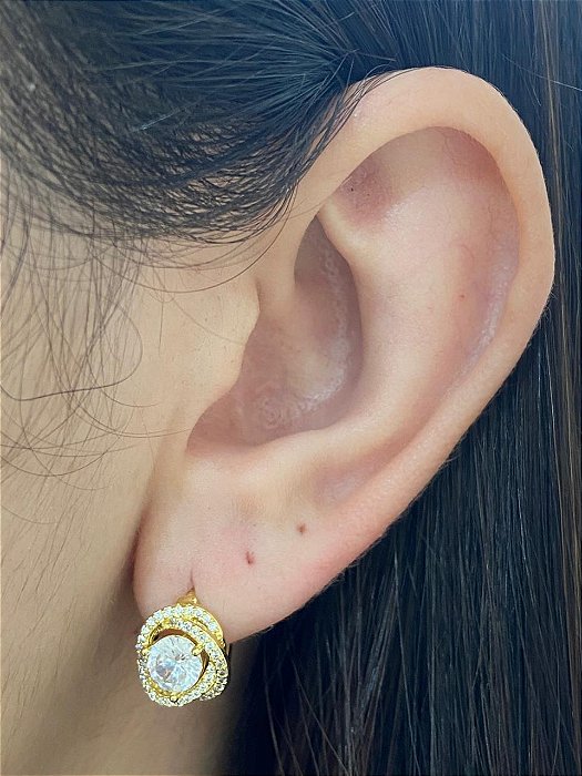 BRINCO DE NÓ ARGOLA BOMBÊ CRAV ZIRCÔNIA