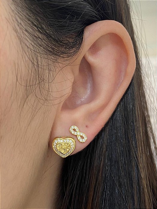 BRINCO DUO INFINITO E CORAÇÃO CRAVEJADO