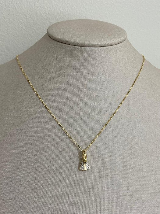 COLAR PING NOSSA SENHORA CRAVEJADA NO CRISTAL