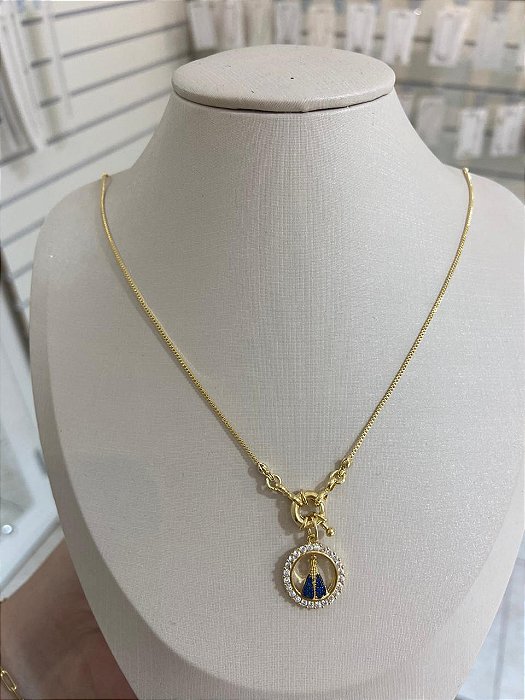 COLAR VENEZIANA FECHO BOIA PING CRAV NOSSA SENHORA VAZADA