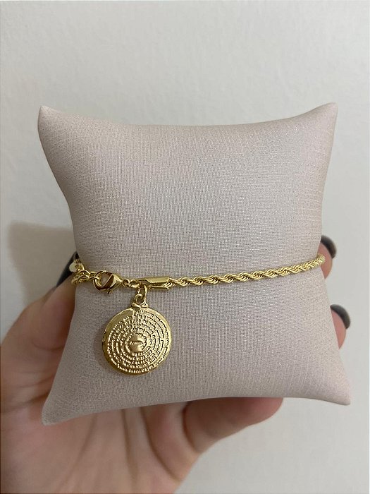 PULSEIRA CORDÃO BAIANO PING MEDALHA PAI NOSSO