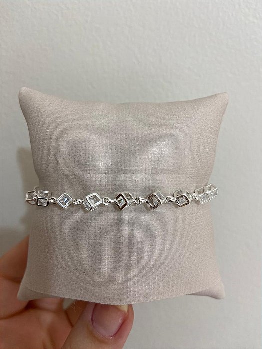PULSEIRA DE CUBOS DE ZIRCÔNIAS PRATA