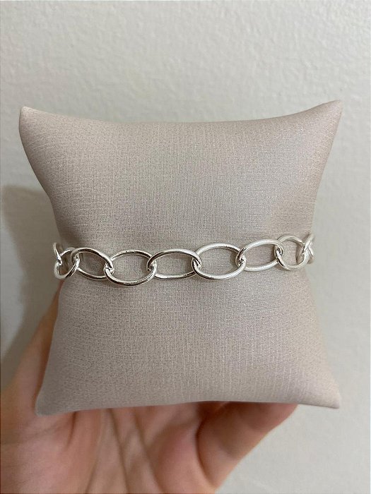 PULSEIRA PRATA ELO OVAIS