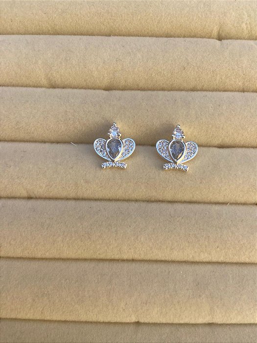 BRINCO PRATA COROA CRAVEJADO