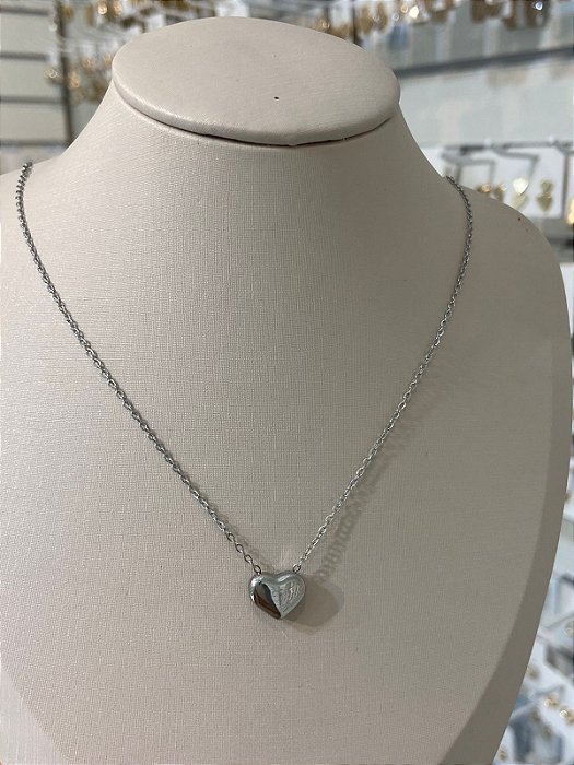 COLAR AÇO SILVER CORAÇÃO