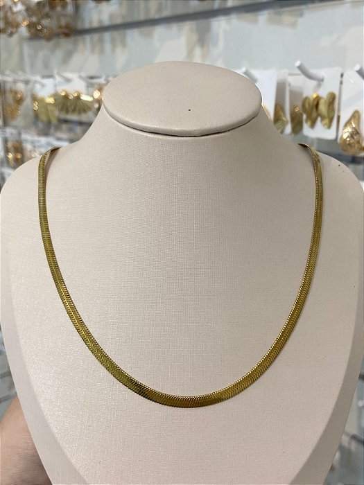 COLAR AÇO DOURADA FITA 4MM