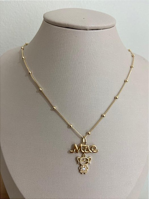 COLAR DOURADO DE BOLINHA PIN MÃE 1 MENINA