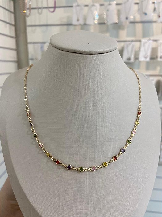 COLAR DOURADO CHOCKER ZIRCÔNIA COLORS