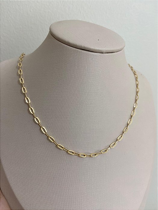 COLAR DOURADO CHOCKER ELO CARTIER OVAL PRATA