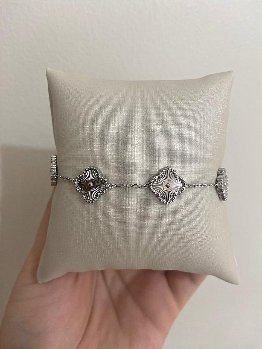 PULSEIRA AÇO INOX SILVER TREVO LISO