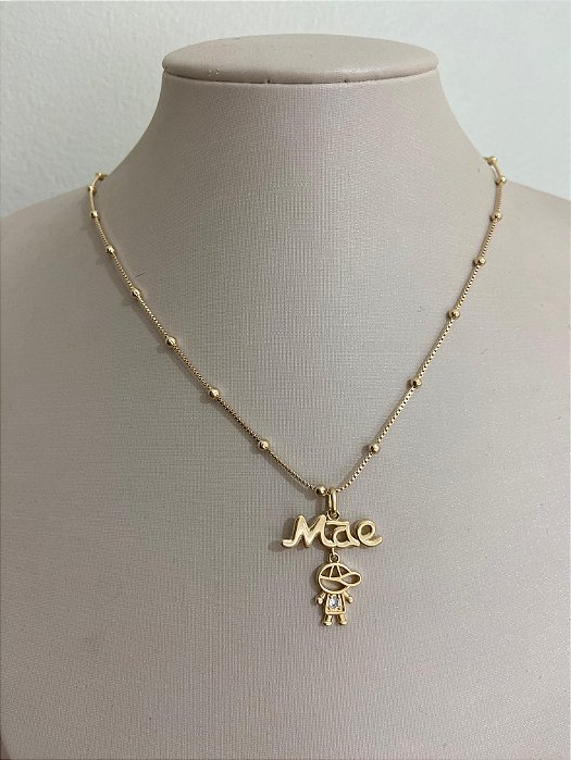 COLAR DOURADO DE BOLINHA PIN MÃE 1 MENINO