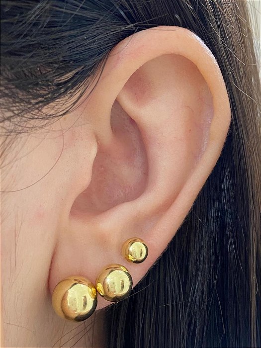 BRINCO TRIO ESFERAS DOURADO