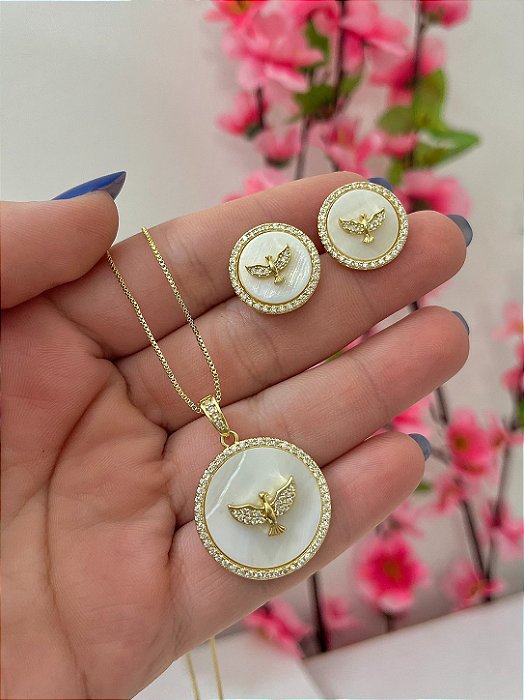 CONJUNTO COLAR E BRINCO ESPIRITO SANTO