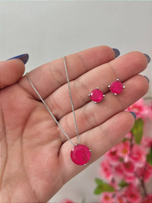 CONJUNTO REDONDO PEDRA ROSA