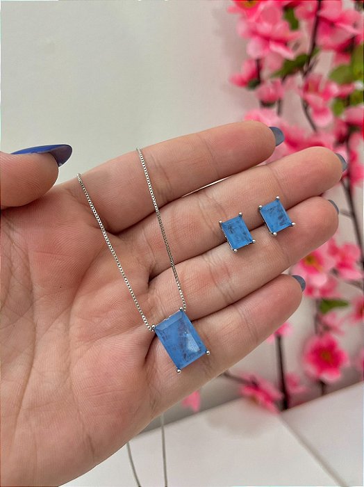 CONJUNTO RETANGULAR PEDRA AZUL